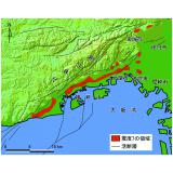 平成7年兵庫県南部地震の際に見られた震災の帯