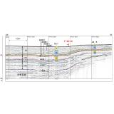 音波探査断面とコア柱状図の対比