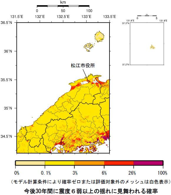 確率論的地震動予測地図（島根県）