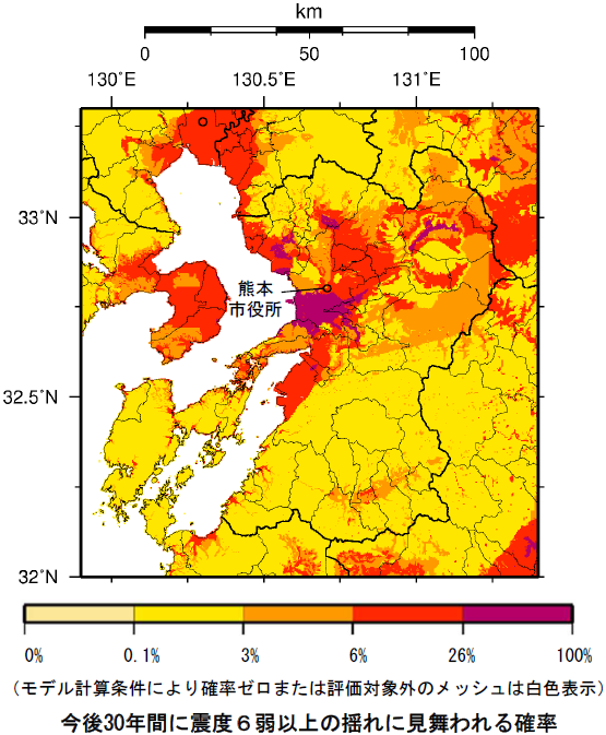 確率論的地震動予測地図（熊本県）