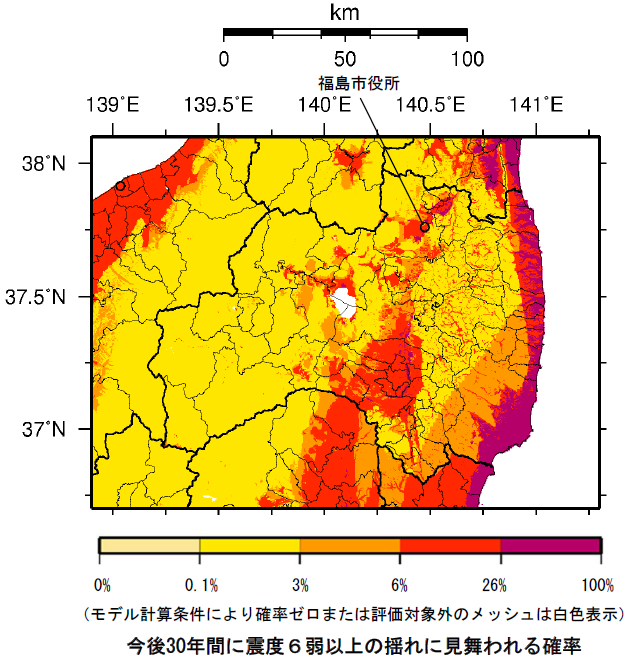 確率論的地震動予測地図（福島県）